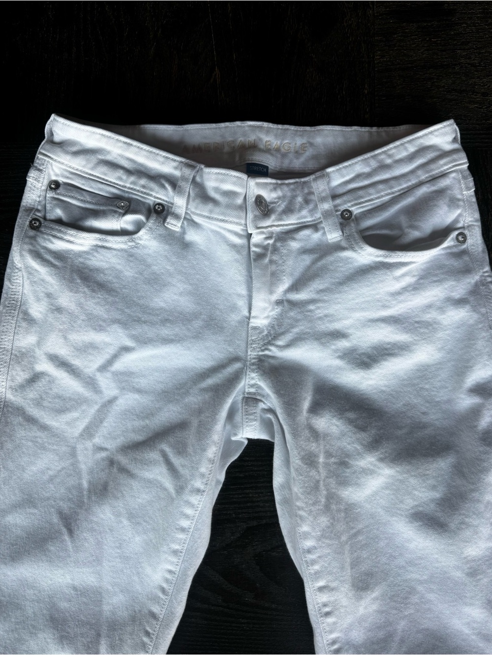 American Eagle Outfitters White Boot Cut Jeans with Button Up Back Pockets - Picture 5 of 11